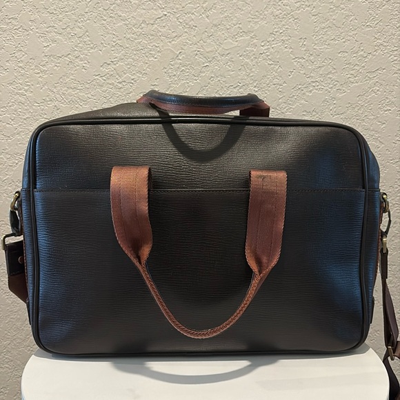 MCM Black Leather Briefcase-Style Backpack with Brown Handles - Picture 7 of 16